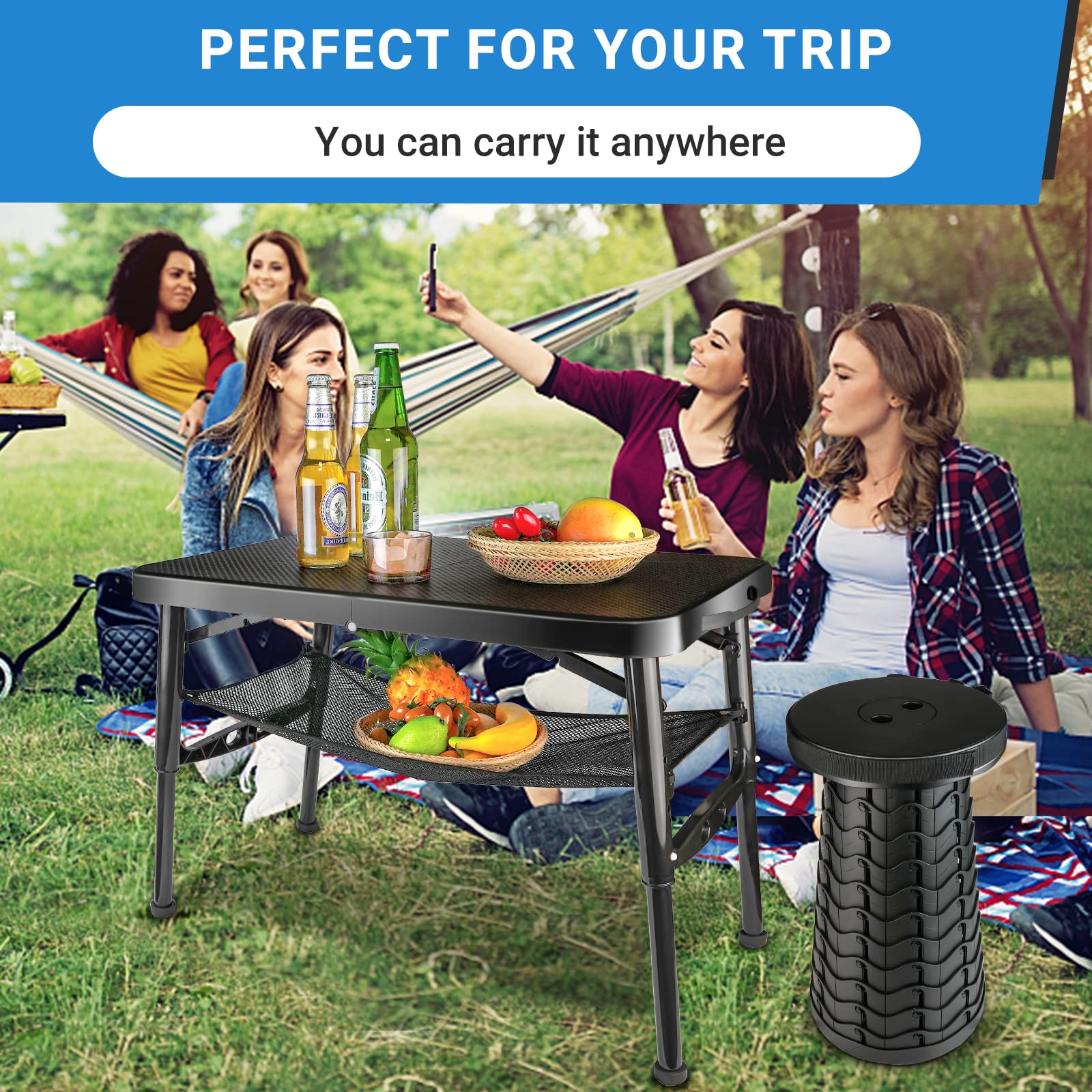 Amazon.com: maliven Portable Folding Table and Stool Set