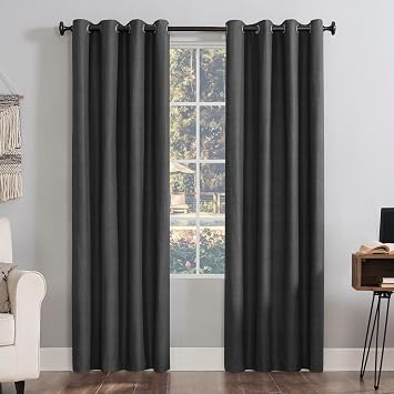 Sun Zero Columbia 2-pack Thermal Energy Saving Total Blackout Grommet Curtain Panel Pair, 50" x 63", Charcoal Gray