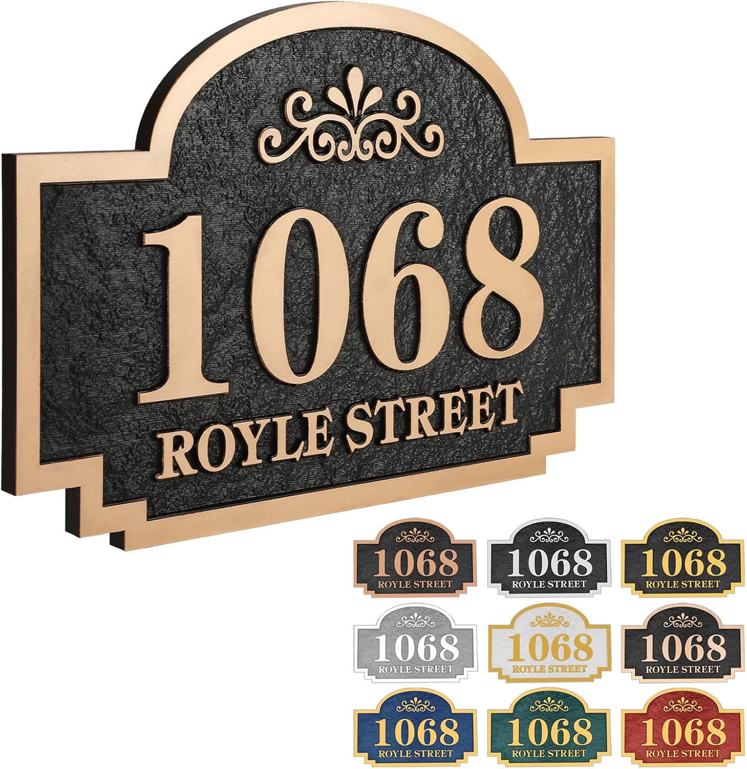 Custom Address Plaque,Extra Large House Number Sign,Address Sign,House Numbers for Outside House,Cast Metal & Solid Acrylic,Raised Numbers,Extremely Weather-Resistant 12 x 7.7 inch