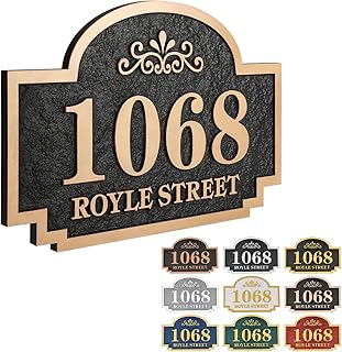 Custom Address Plaque,Extra Large House Number Sign,Address Sign,House Numbers for Outside House,Cast Metal & Solid Acrylic,Raised Numbers,Extremely Weather-Resistant 12 x 7.7 inch