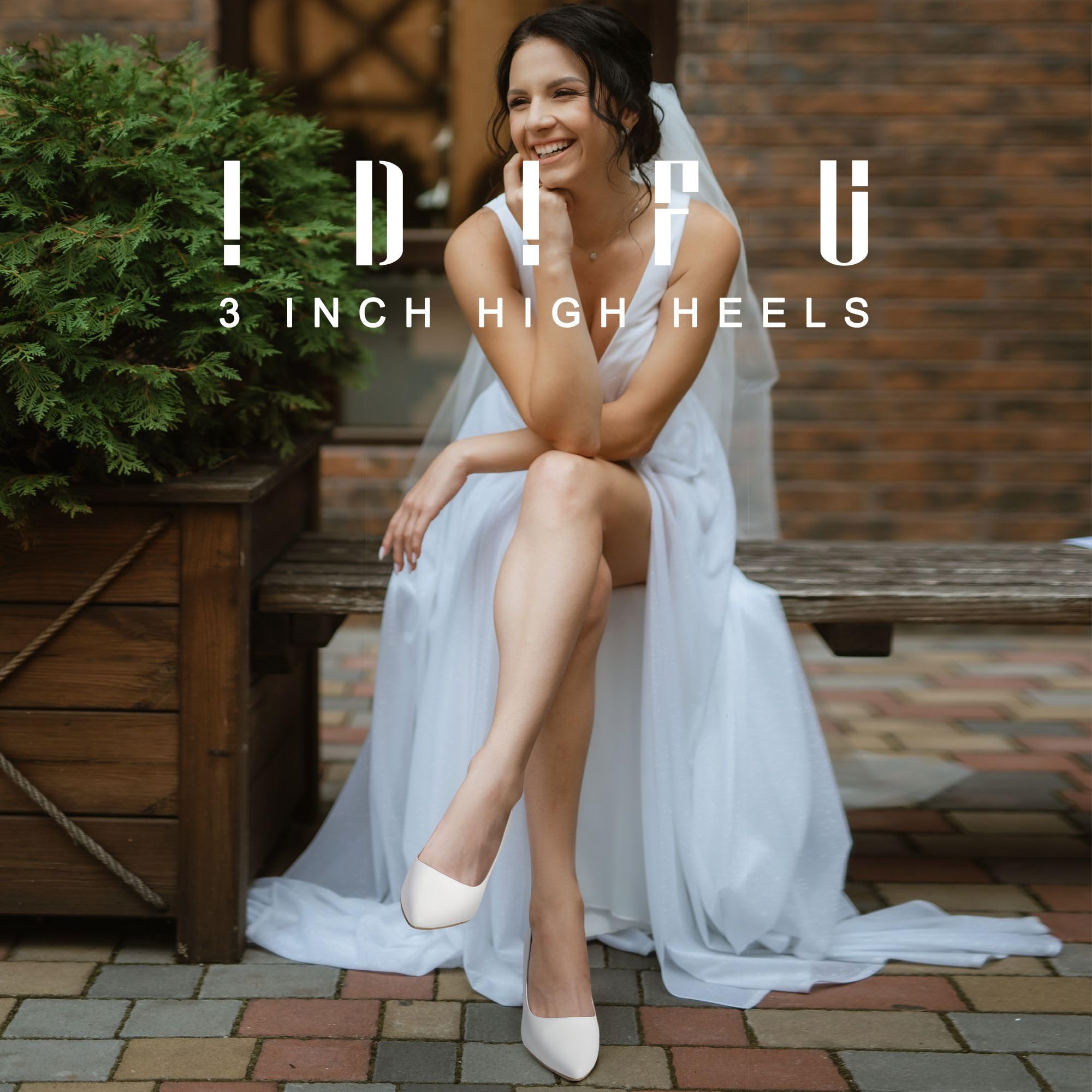IDIFU IN3 High Heels Pumps Closed Toe Heels Women's Pumps Stiletto Pointed Toe Dress Shoes Wedding Prom Bridal Work Office Bride Guest Trendy Dressy Fashion Comfortable Pump Shoes