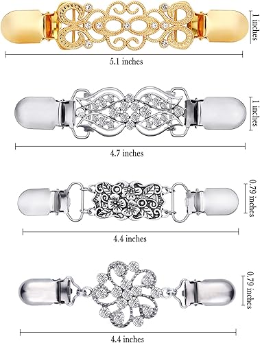 Vista 3 de Jetec - 4 clips para chalsuéter estilo vintageretro, para mujer, niña, de 4 estilos, Zinc
