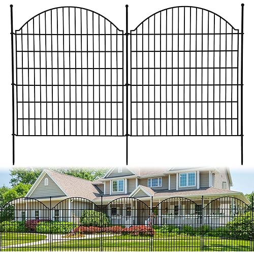 Decorative Garden Fence,15 Panels No Dig Decorative Fence for Outdoor,Yard, Patio,32 in(H) X 36 ft(L) Animal Barrier Rustproof Metal Wire Panel,Temporary Dog Fence- Curved