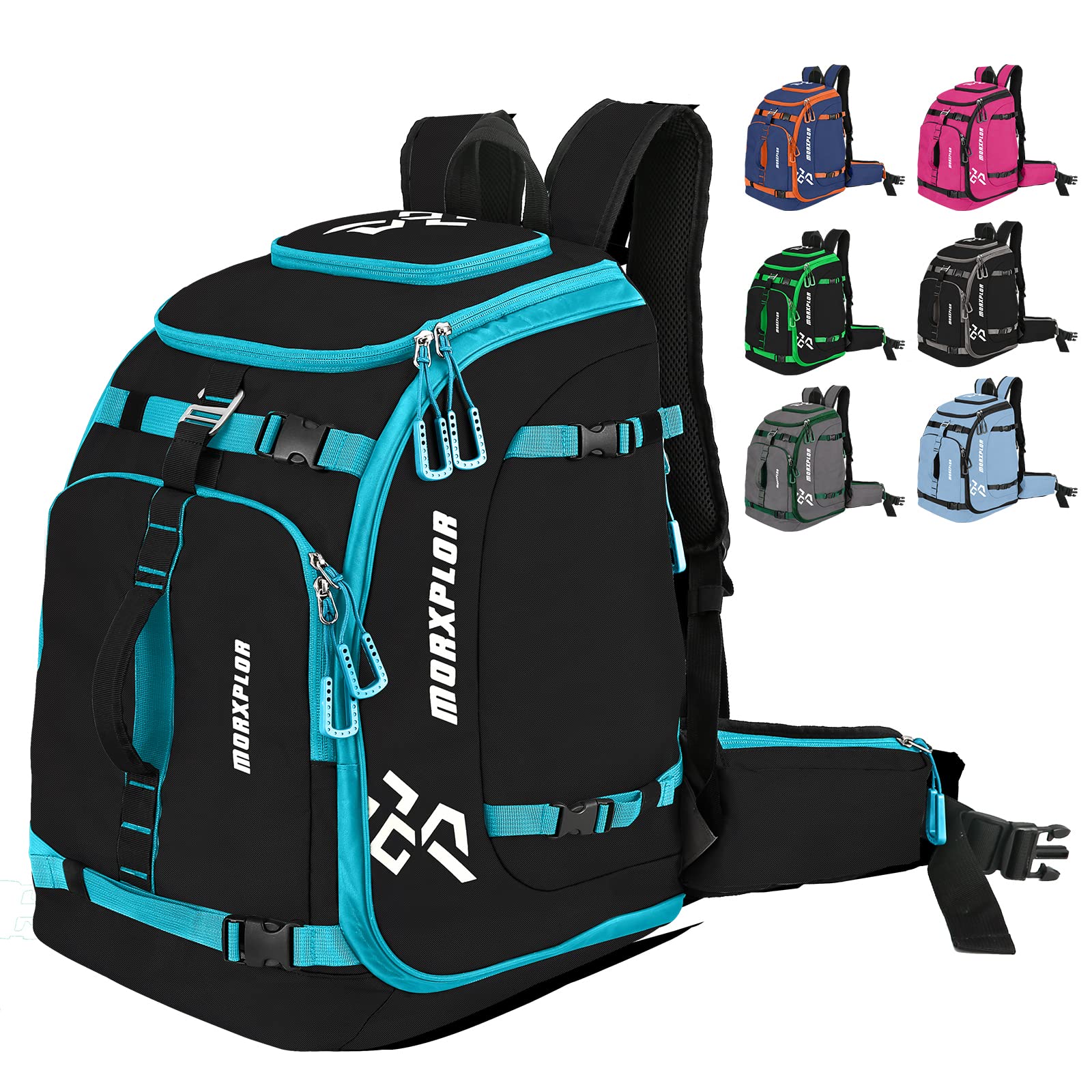 MORXPLOR Ski Boot Bag Backpack, 60L padded Ski Gear Bag & Snowboard Boot Bag,Large Capacity Waterproof Ski Travel Bag & Ski Boot Travel Backpack for Helmet,Goggles,Gloves,Skis,Snowboard Gear