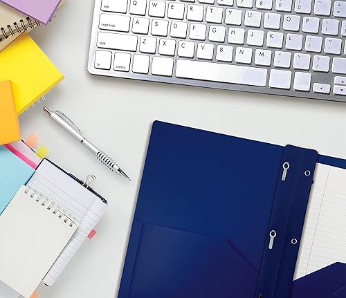 Miniatura 5 de Better Office Products Carpetas de plástico azul con 2 bolsillos con puntas, peso pesado, carpetas de polietileno tamaño carta, paquete de 24, con 3