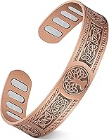 Feraco Men's Pure Copper Magnetic Bracelet: 5X Ultra Strength 5000 Gauss Neodymium Magnets, Adjustable Cuff with Tree of Life Design