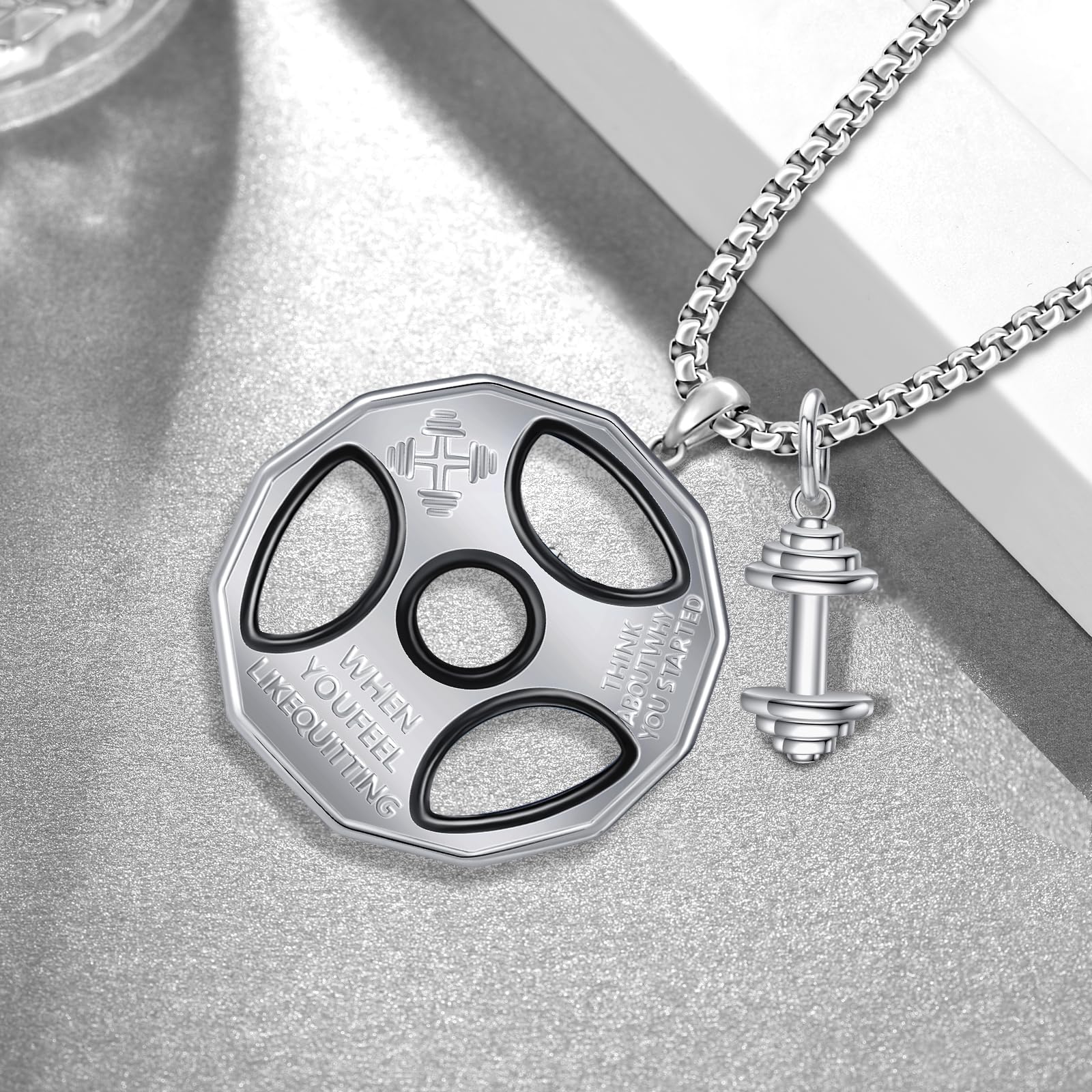 Sbzxbt 925 Sterling Silver Lineman/Welder/Gym/Rock Pendant Necklace for Men Cool Accessories for Men Faith Pendant Necklace