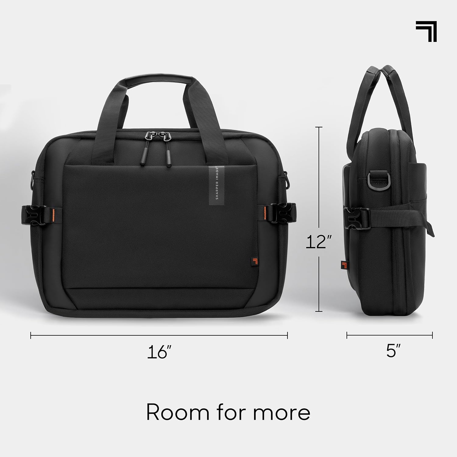 Sharper Image Messenger Briefcase for Men, Laptop Bag fits up to 17” Computer, 19L Water Resistant Crossbody Shoulder Bag with Strap for Work, School, Office, Travel, Black (Venture Collection)