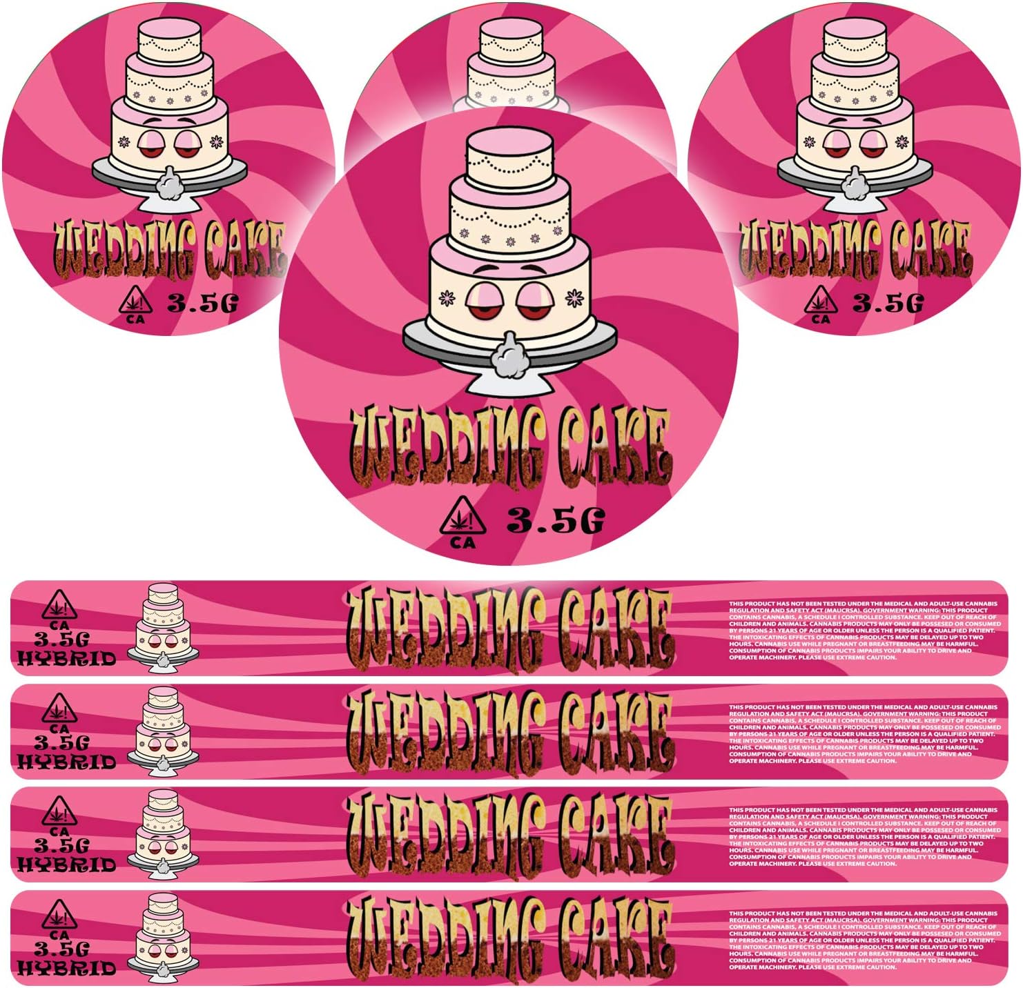 100ml Pressitin Stickers ONLY - Lid and Label - 3.5g Cali Press Tin Stickers - Wedding Cake x10 - Type 2