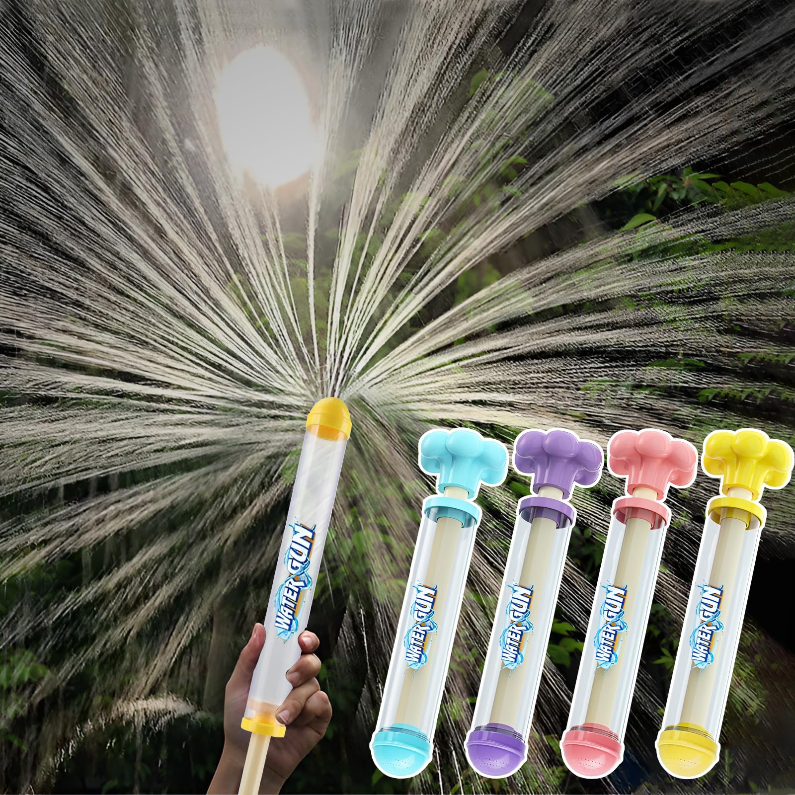 4 Pezzi Fuochi d'artificio Pistola ad Acqua - 27cm, Pistole ad Acqua Giocattolo per Bambini, Fuochi d'artificio Water Squirter per Ragazzi Ragazze, Feste, Spiaggia, Giocattolo Divertente per Piscina