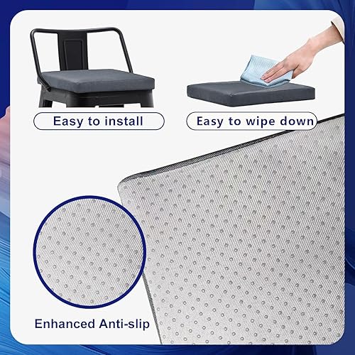 Miniatura 2 de POMILER Juego de 3 cojines cuadrados gruesos para taburetes de bar de 12 pulgadas, para interiores y exteriores, antideslizantes, para sillas de