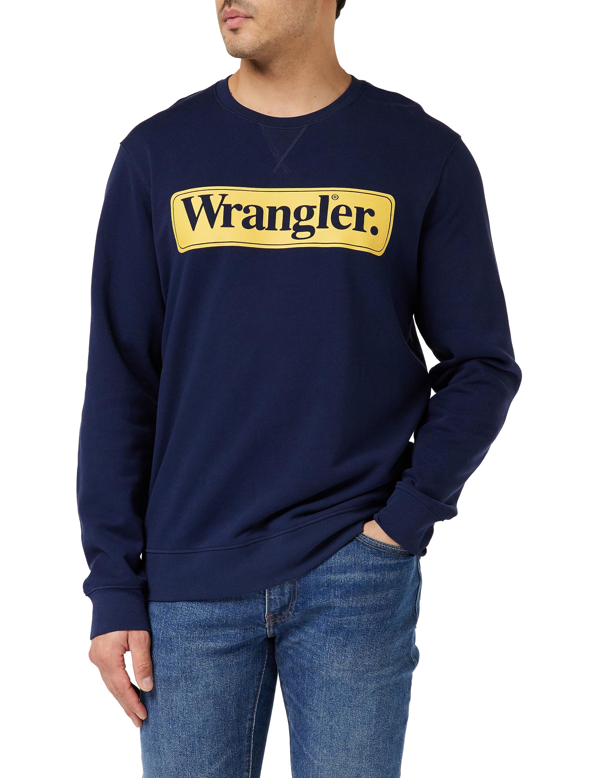 Wrangler Men's Seasonal Crew Sweatshirt, Navy, L