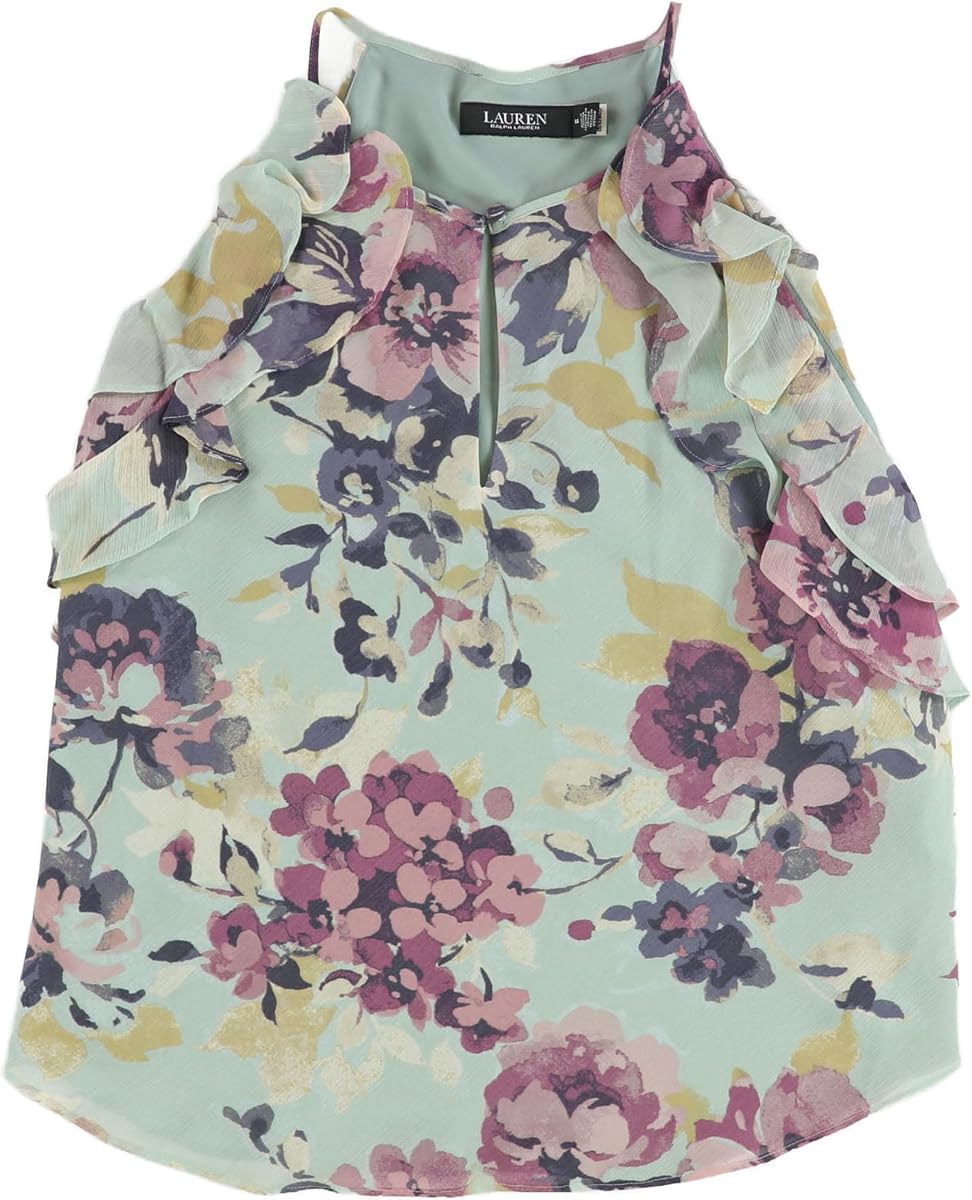 Ralph Lauren Blusa sin mangas con volantes para mujer