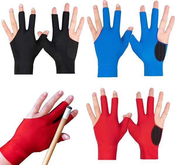 6 Pieza Guantes de Billar, Guantes de Snooker con 3 Dedos, Guante De Billar Snooker Guante de Tres Dedos Snookers para Accesorio de Snookers Carrom - 1