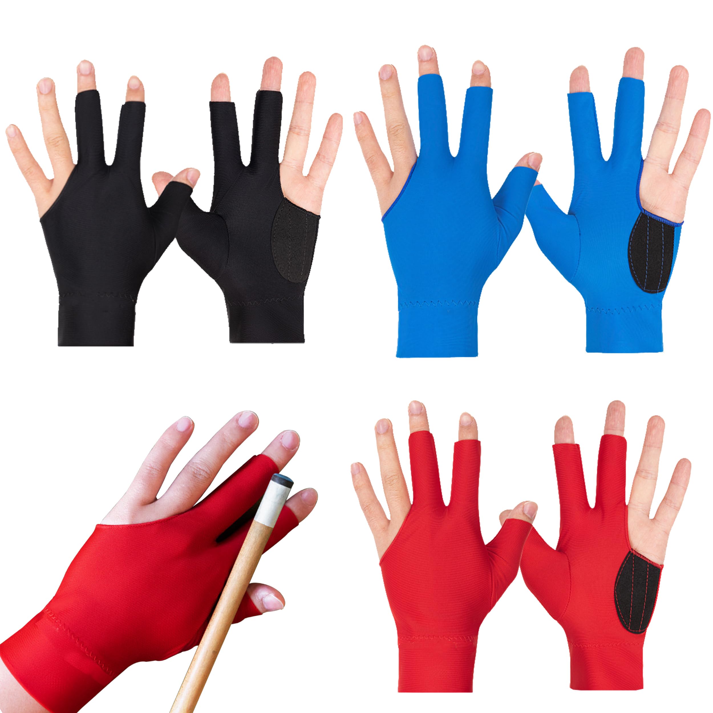 6 Pieza Guantes de Billar, Guantes de Snooker con 3 Dedos, Guante De Billar Snooker Guante de Tres Dedos Snookers para Accesorio de Snookers Carrom