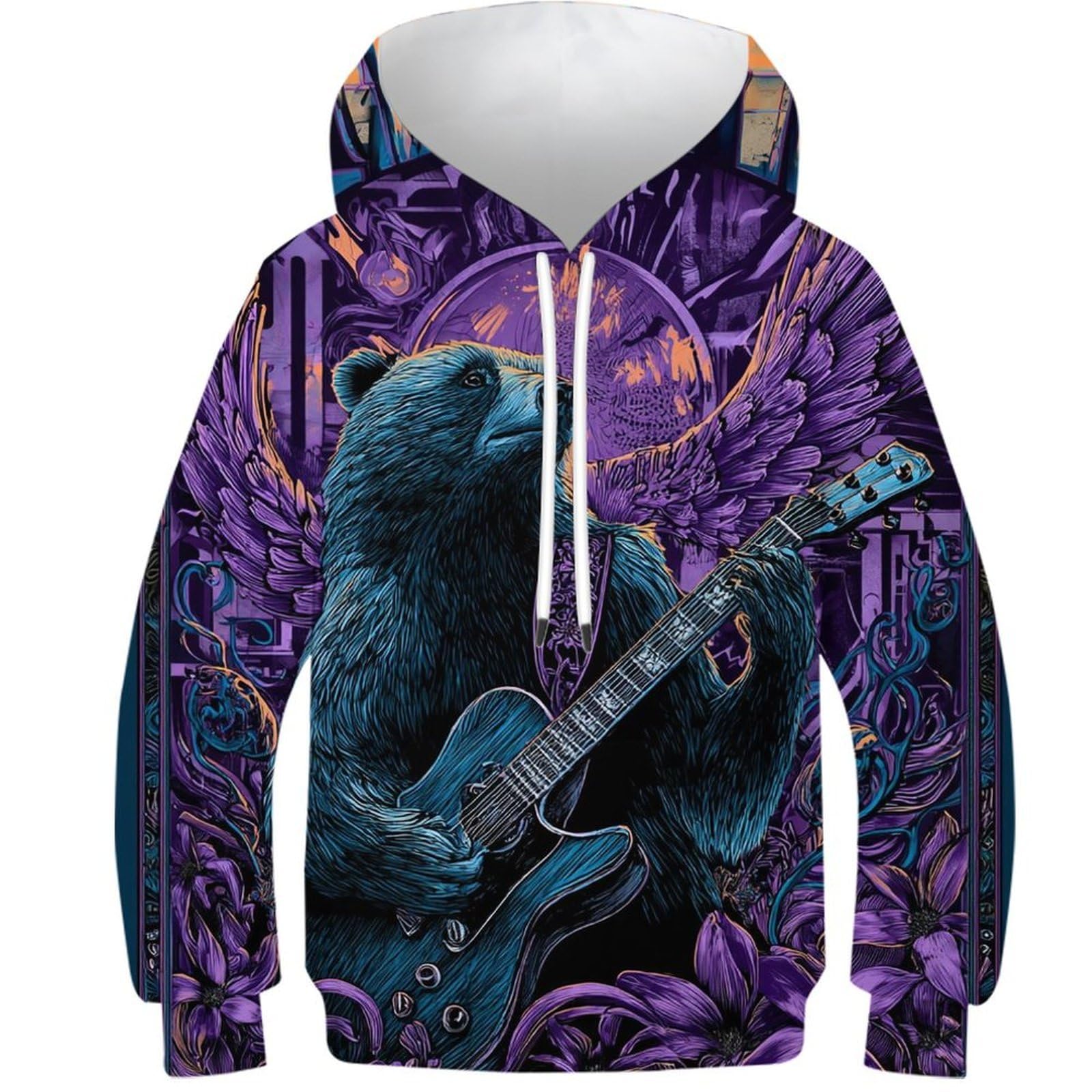 Sweat à capuche imprimé 3D RavenBear pull streetwear ado - 8