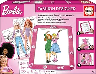 Educa - Juego Barbie Fashion Designer | Crea infinitos diseños y combinaciones con la mesa de luz | Haz desfilar tus figuras Barbie en el desfile de moda, +5 años. (19825)