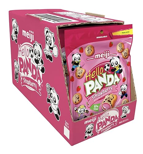 Miniatura 5 de Meiji Hello Panda Galletas relleno de crema de caramelo 7 onzas paquete de 6 galletas de tamaño mordida con divertidos Panda Sports
