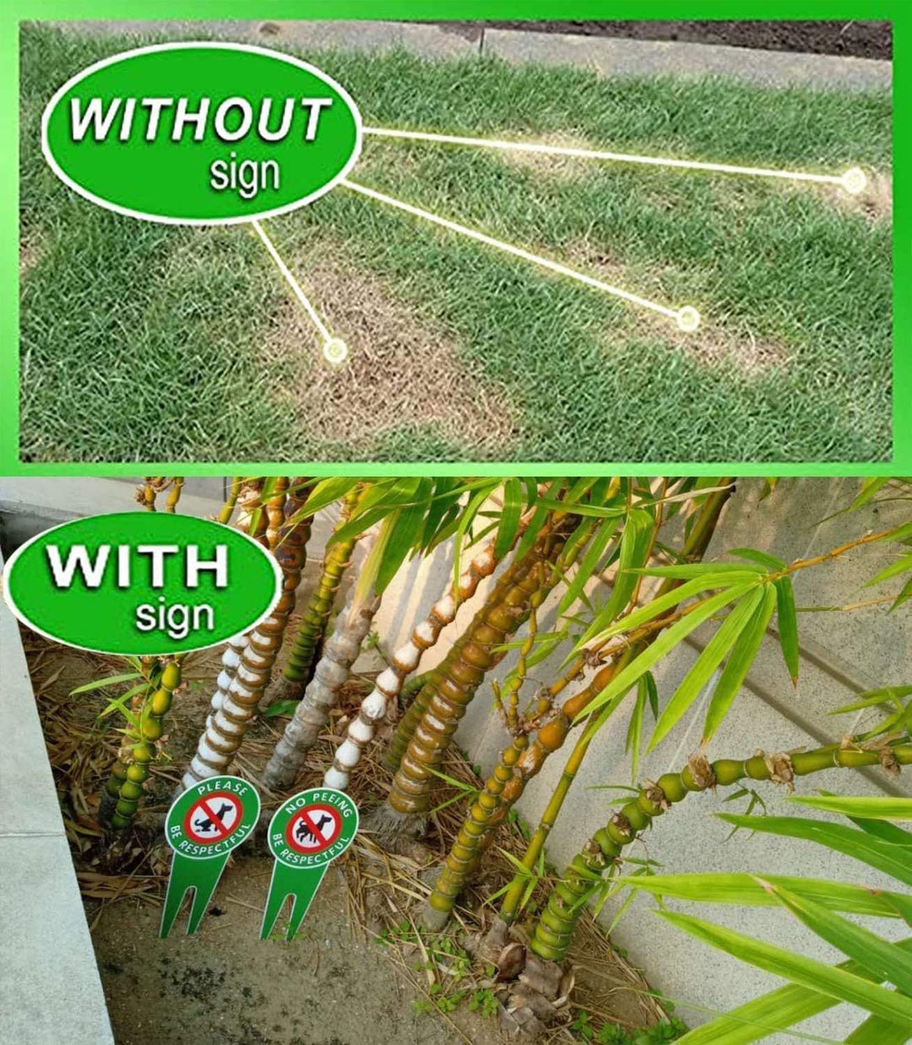 Art Wall Decor Bundle Pack No Peeing Dog Sign Stop Dogs from Peeing and Please On Your Lawn Sign Politely Reads Please Be Respectful Protect Your Property! (4 Piece No Peeing/Dog ban）