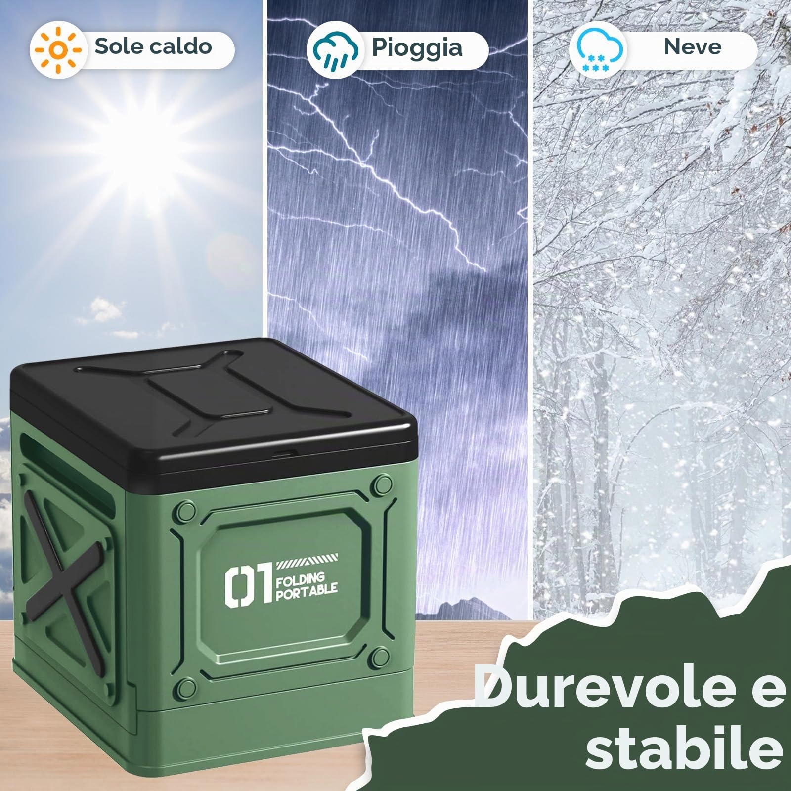 WC Portatile,Water Portatile Adulti,Toilette Portatile Campeggio Pieghevole,WC Portatile Adulti Max 150 kg,Gabinetto Portatile Adulti per Campeggio,Auto,Viaggi (Verde)