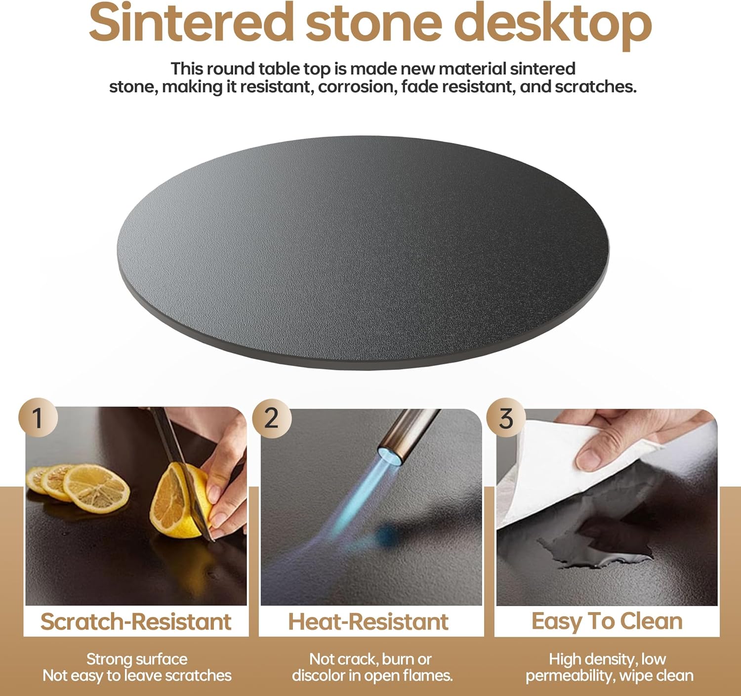 Dimensions of the ZL ZELing Round Sintered Stone Table Top