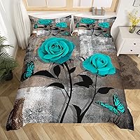 Vista 22 de Erosebridal Funda de edredón de rosa rústica para niños, adolescentes y jóvenes, funda de edredón retro teñida con lazo, juego de ropa de cama