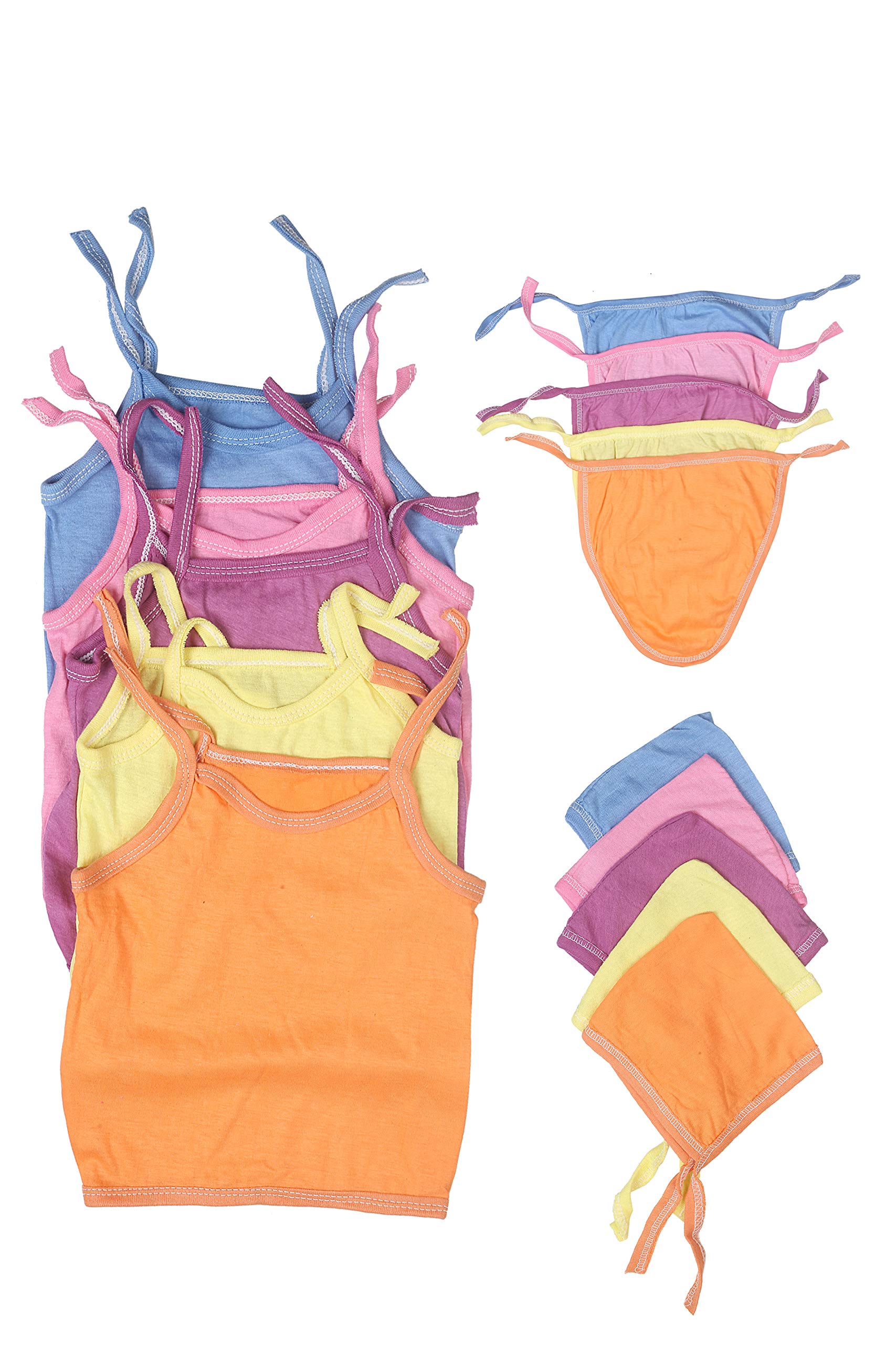 Hriday Fashion Baby's 100% Organic Pure Cotton Clothing Set of 5 Jhabla| Cap| Nappy (Multicolor, 0-6 Months) 15 pcs