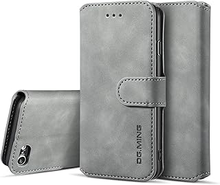 UEEBAI Case for iPhone SE 2022 5G/iPhone 7/iPhone 8/iPhone SE 2020,Luxury PU Leather Case Vintage Wallet Flip Cover [Card Slots] [Magnetic] Stand Folio Shockproof Protection for iPhone SE3/SE2 - Grey