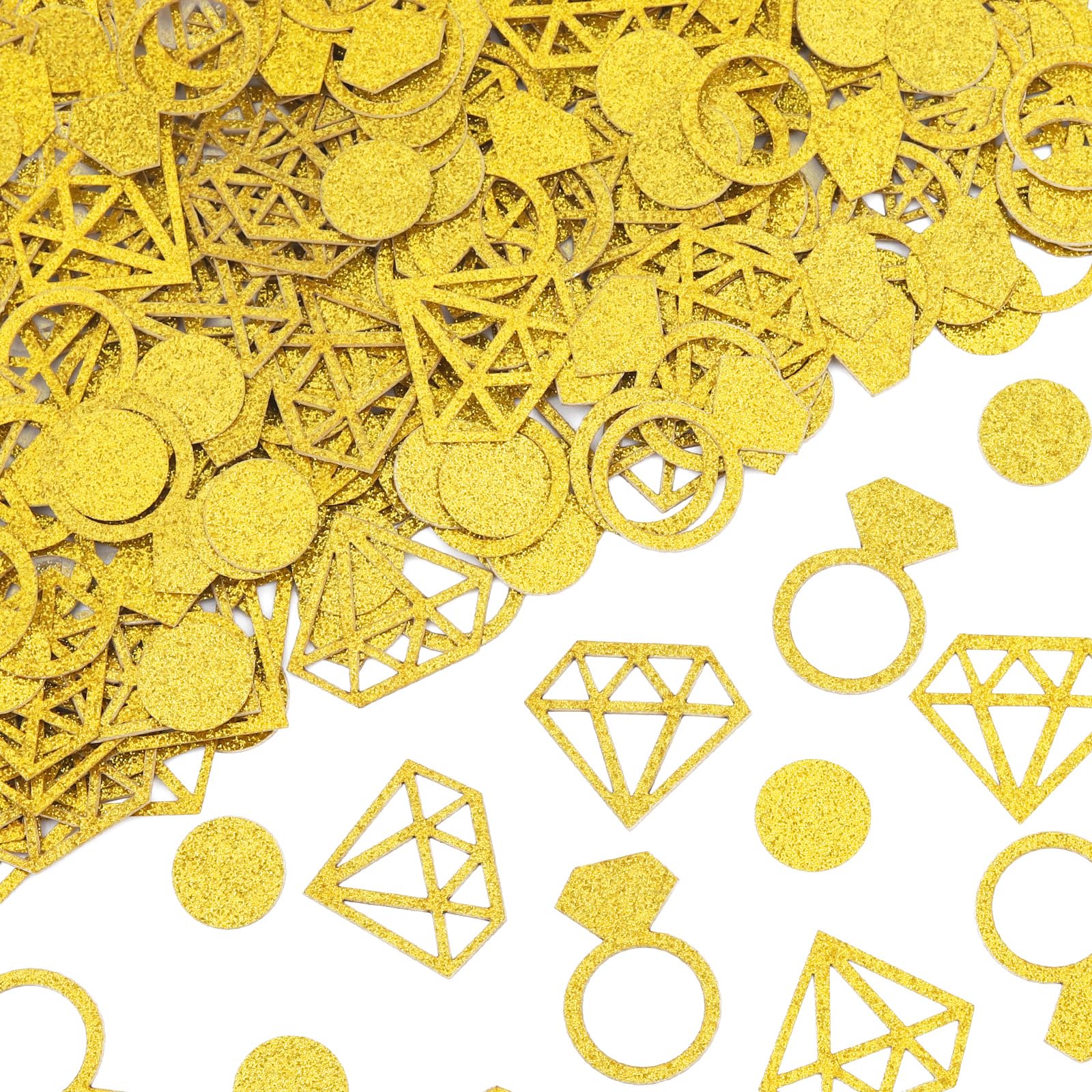 Gold Wedding Confetti -Bridal Shower Decorations Diamond Ring Circle Glitter Engagement Decor for Engagement Bachelorette Engagement Party and Wedding Decor (30g, 1.05oz)