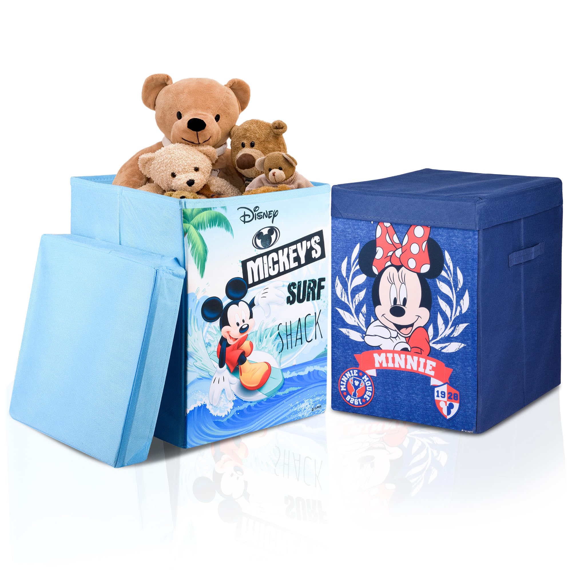 Kuber Industries Toy Storage Box | Laundry Basket for Cloth | Foldable Toy Storage Organizer | Clothes Hamper with Lid & Handles | Storage Basket for Bathroom | 60 LTR | Pack of 2 | Multicolor