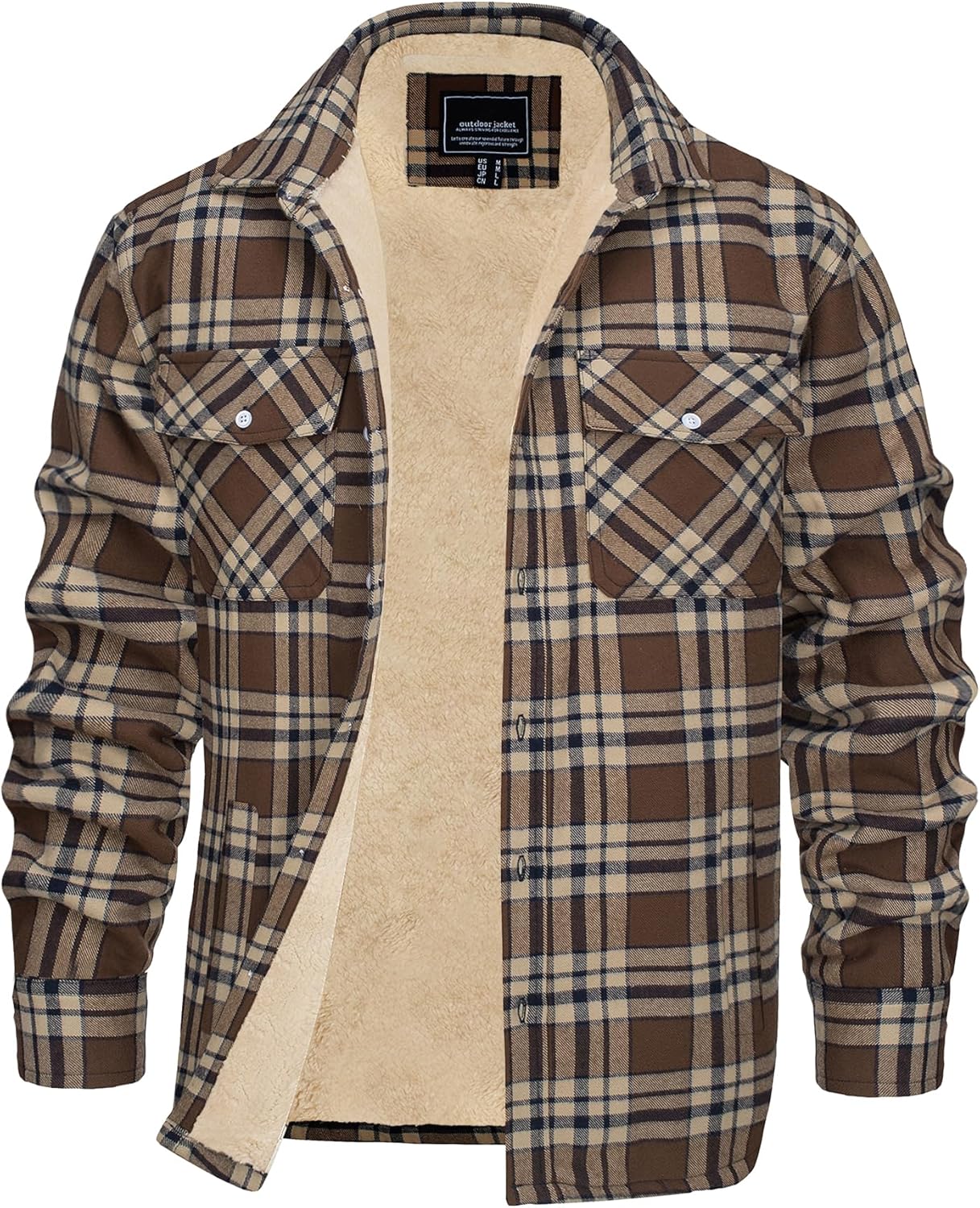 EKLENTSON Men’s Flannel Shirt Jacket Thick Fleece Lined Jackets Plaid Sherpa Jacket Cotton Winter Jackets With 5 Pockets EKLENTSON Men’s Flannel Shirt Jacket Thick Fleece Lined Jackets Plaid Sherpa Jacket Cotton Winter Jackets With 5 Pockets