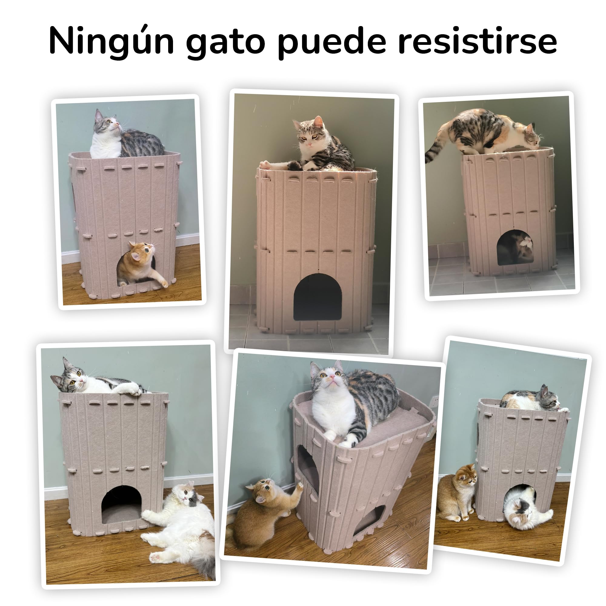 FUKUMARU Cueva Estable de Fieltro para Gatos, Cama de 3 Capas, para Dormir, Jugar y Esconderse, Beige, 45 x 37 x 60 cm, Grande, Beige