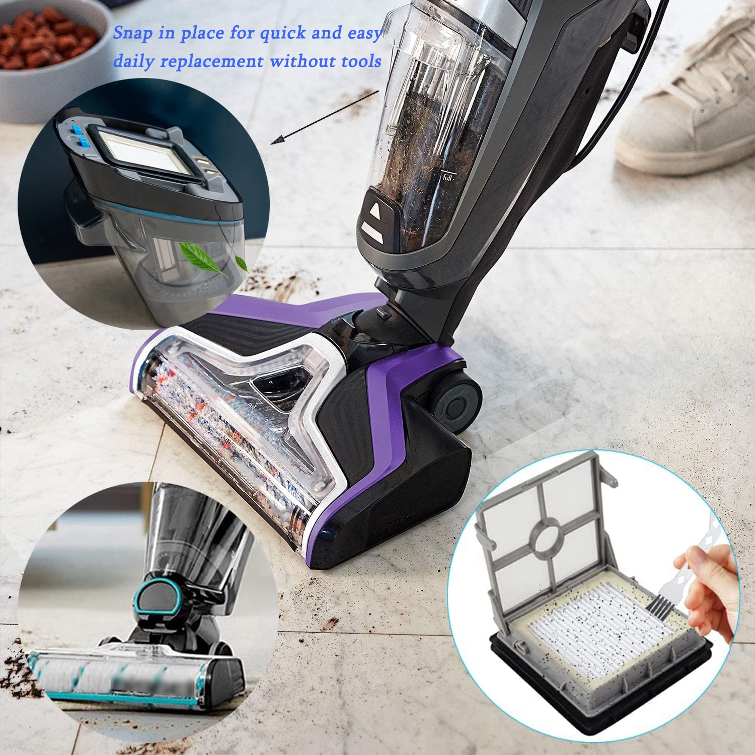 Accessori per aspirapolvere Bissell CrossWave X7 Pet Pro 2955N, 3479N Multi-Surface All in One, 2 filtri di ricambio e 2 spazzole multiuso