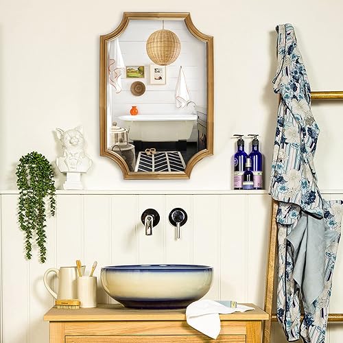 Vista 126 de WallBeyond Espejos de baño de madera para montar en la pared, espejos de pared con marco de madera rústica de 16 x 20 pulgadas, espejos de pared