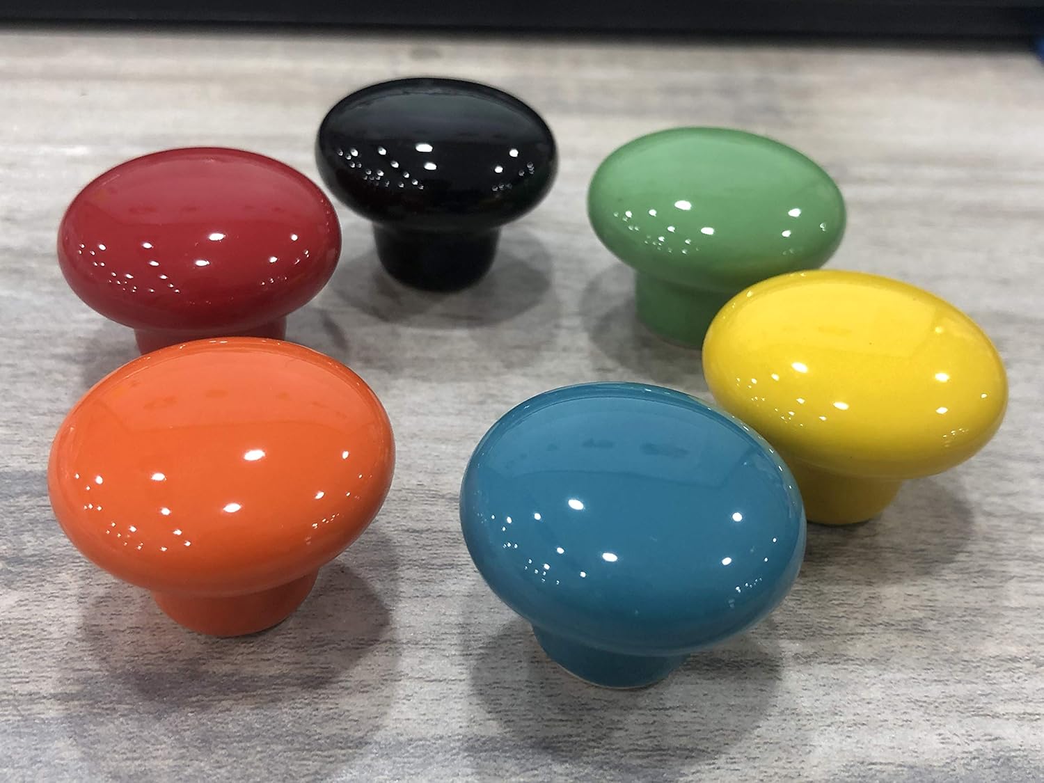 6Pcs Ceramic Cabinet Knobs Red 1.22inch Vintage Door Knobs Drawer Dresser Cupboard Pull Handles for Home Kitchen with Screws