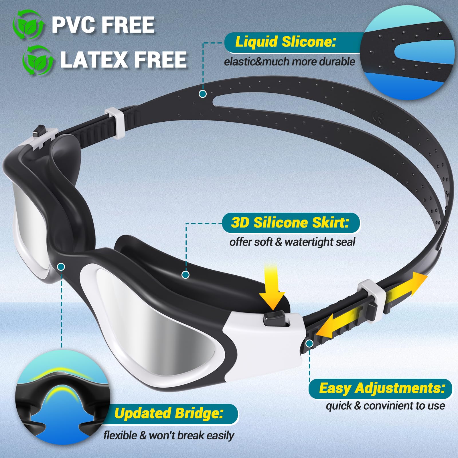 Winline Occhialini da Nuoto Anti-Appannamento Anti-leak Protezione UV Visione Chiara,Occhialini nuoto polarizzate/non polarizzate per Uomo Donna Adulti e Adolescenti