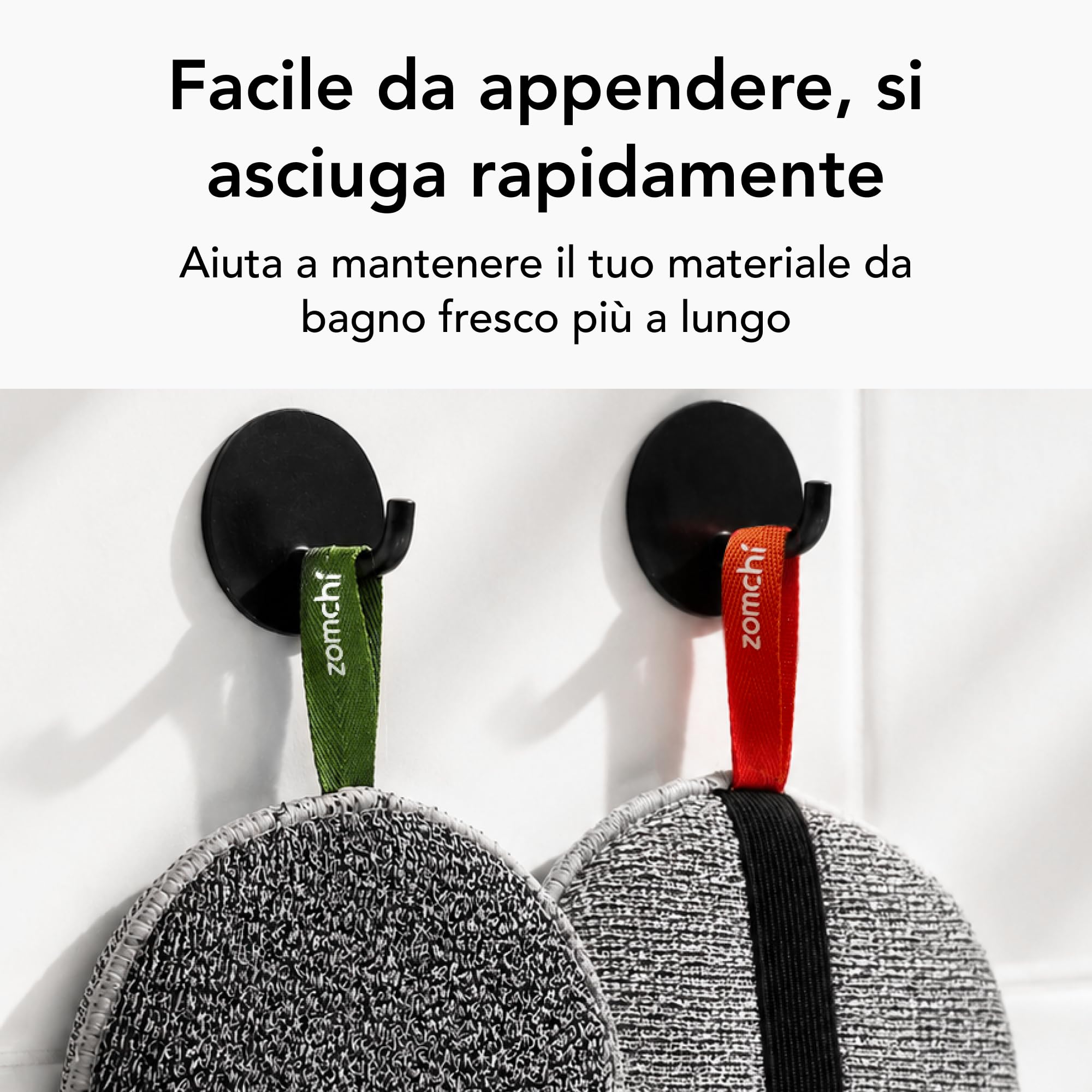 ZOMCHI Spugna Esfoliante Corpo, Grande a Doppia Texture, lato Morbido e lato Ruvido per Peeling Intensivo, Spugna Scrub Corpo con Cordino per Appendere (Confezione da 2)