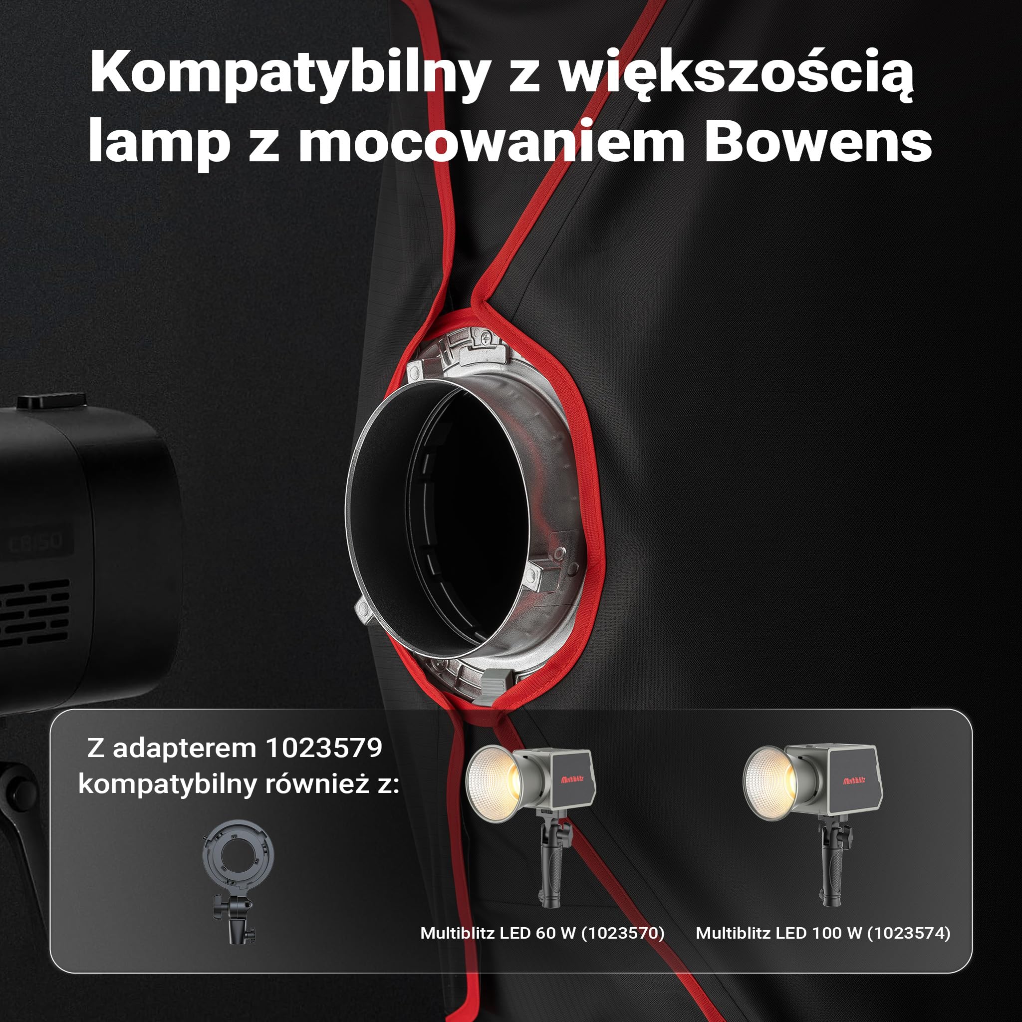 Multiblitz Softbox SF-60x90 Bowens, z siatką i dyfuzorami, modyfikator światła do lamp studyjnych i stałego światła LED, dyfuzor światła do fotografii portretowej i oświetlenia filmowego