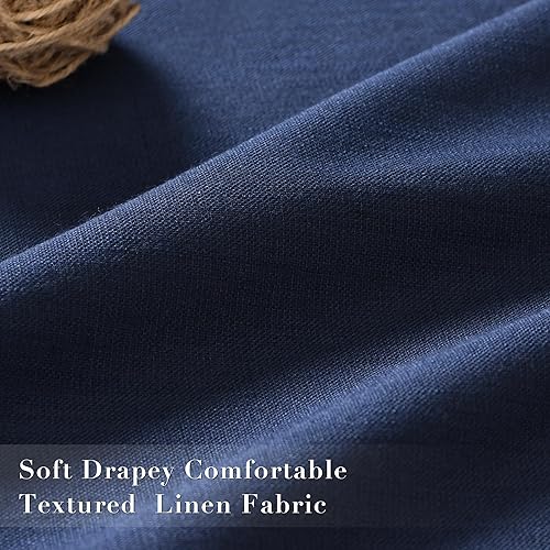 Miniatura 4 de Joywell Cortinas de lino 100% opacas de 45 pulgadas de largo, bolsillo para barrapestaña trasera, cinturón de ganchoanillos de clip, cortinas de