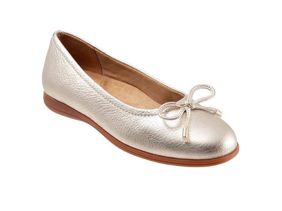 Trotters Dellis (Champagne Metallic Leather) Women's Shoes INTERNATIONAL SHIPPING
