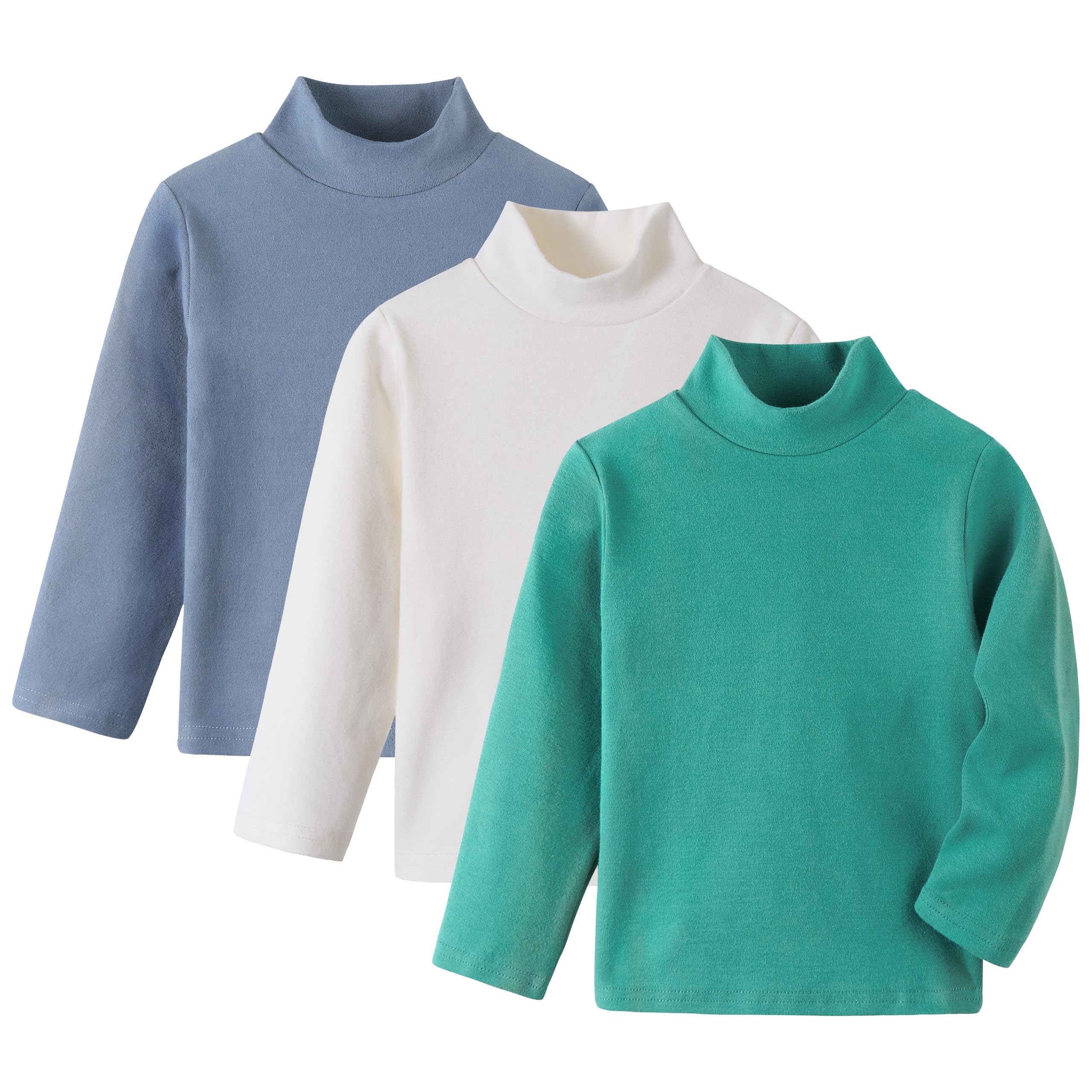 Volunboy Baby Boys Girls Turtleneck Long Sleeve Shirts Cotton Unisex Mock Neck Thermal Pullover Solid Color Warm Tops
