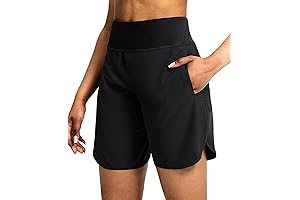 Soothfeel Womens High-Waisted Running Shorts with Zipper Pockets