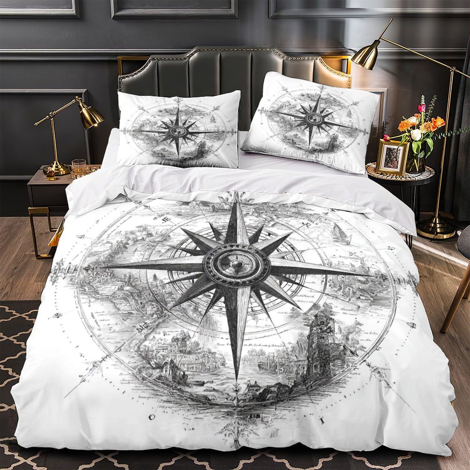 Parure de lit King motif avions anciens finition haut de gamme