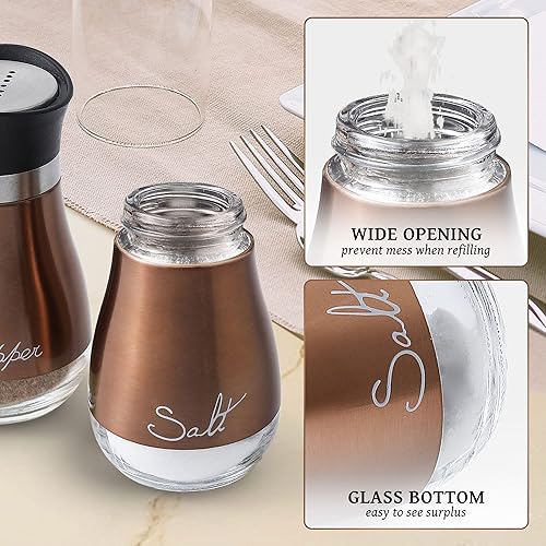 Miniatura 4 de Juego de saleros y pimenteros, acero inoxidable con botella de vidrio para mesa, RV, campamento, barbacoa, juego de 2, cobre