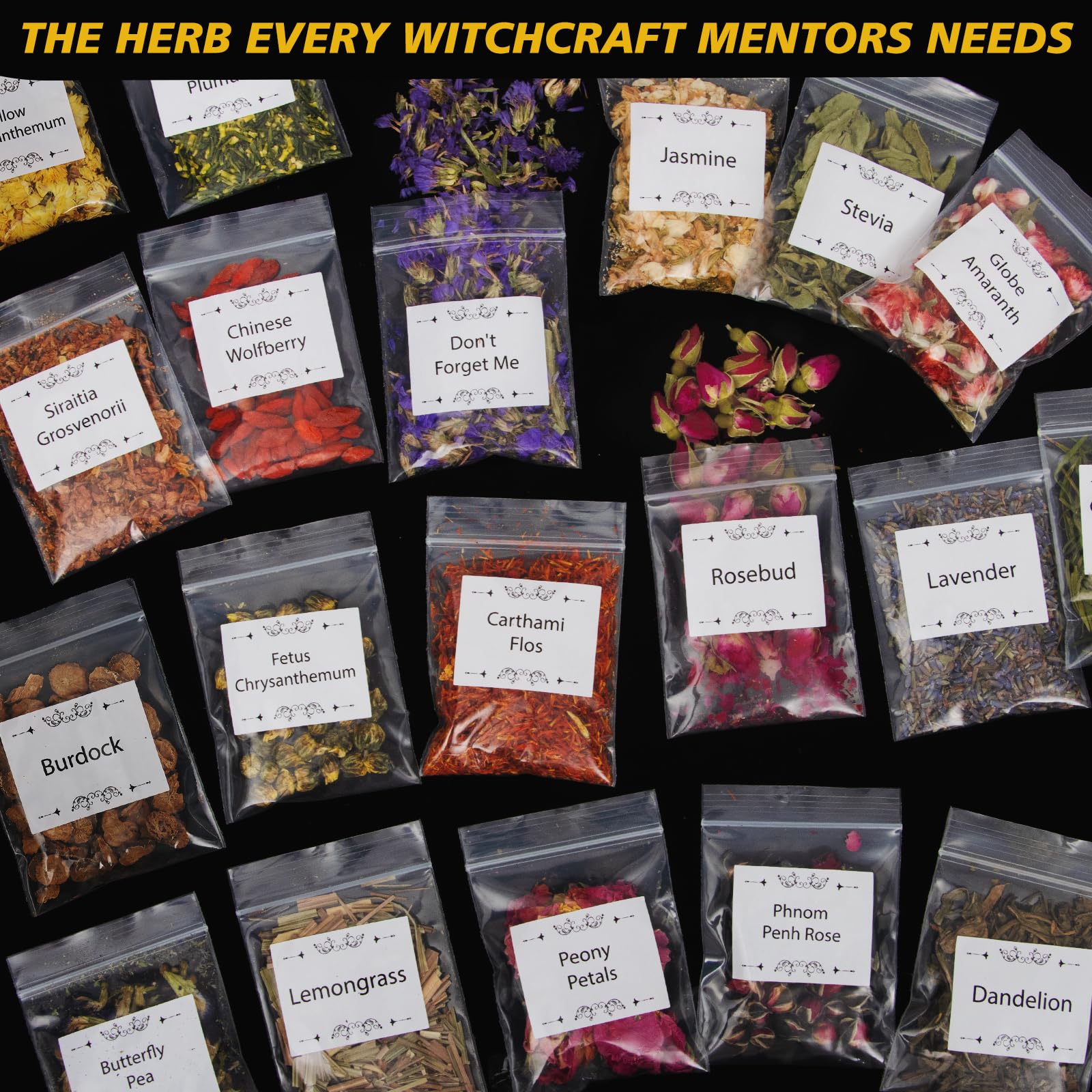 Wicca Supplies zestaw ziół czarownica początkujący suszone kwiaty luzem zioła zestaw upominkowy dla Wicka, pogański, rytuały Wicca, magiczne zaklęcia, artykuły ołtarzowe lecznicze naturalne zioła