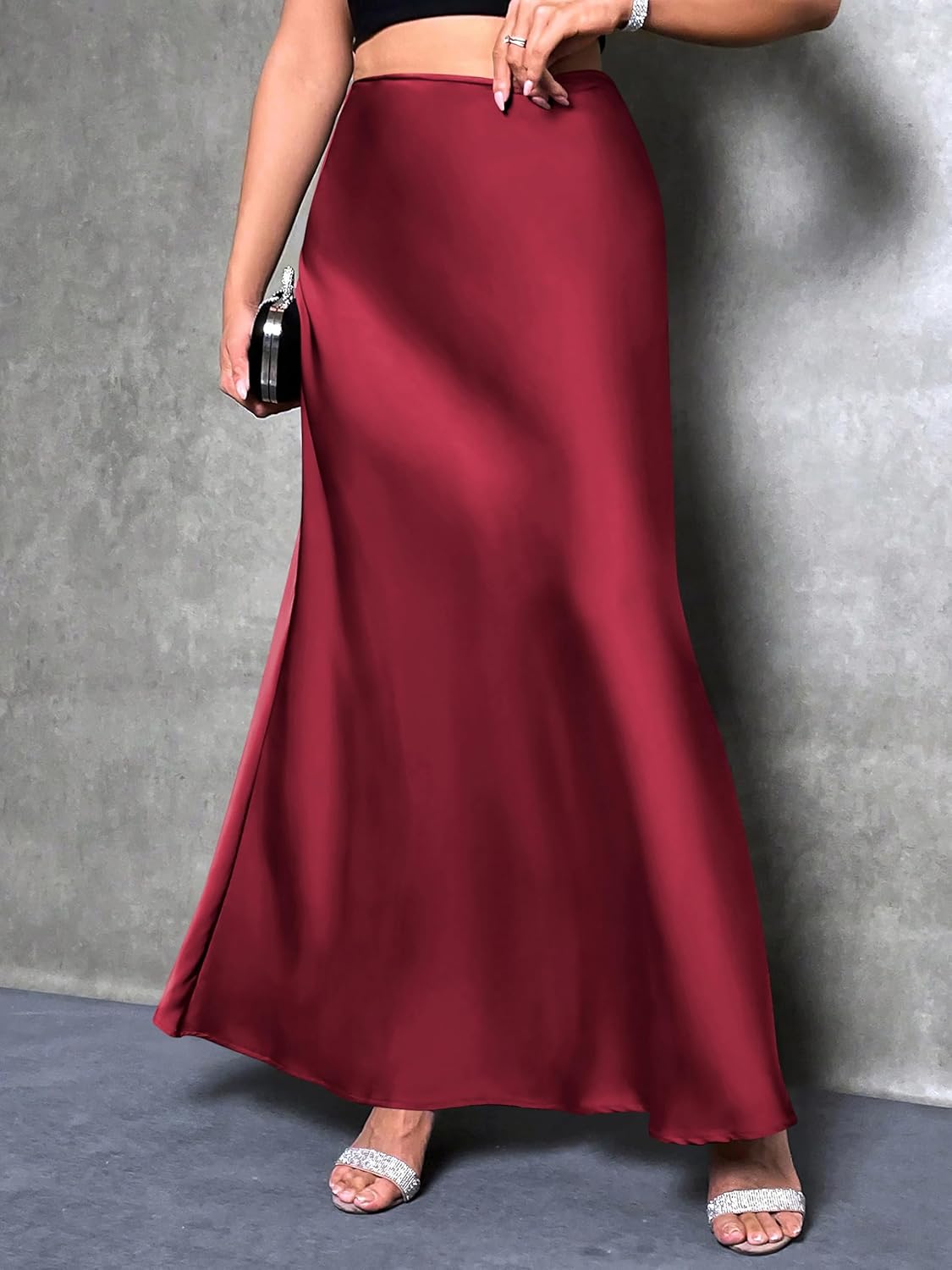 Prinbara Women's Satin Maxi Skirts Dressy Casual Zipped High Waisted Flowy Silk 2026 Spring Elegant Business Party Long Skirt - Image 5