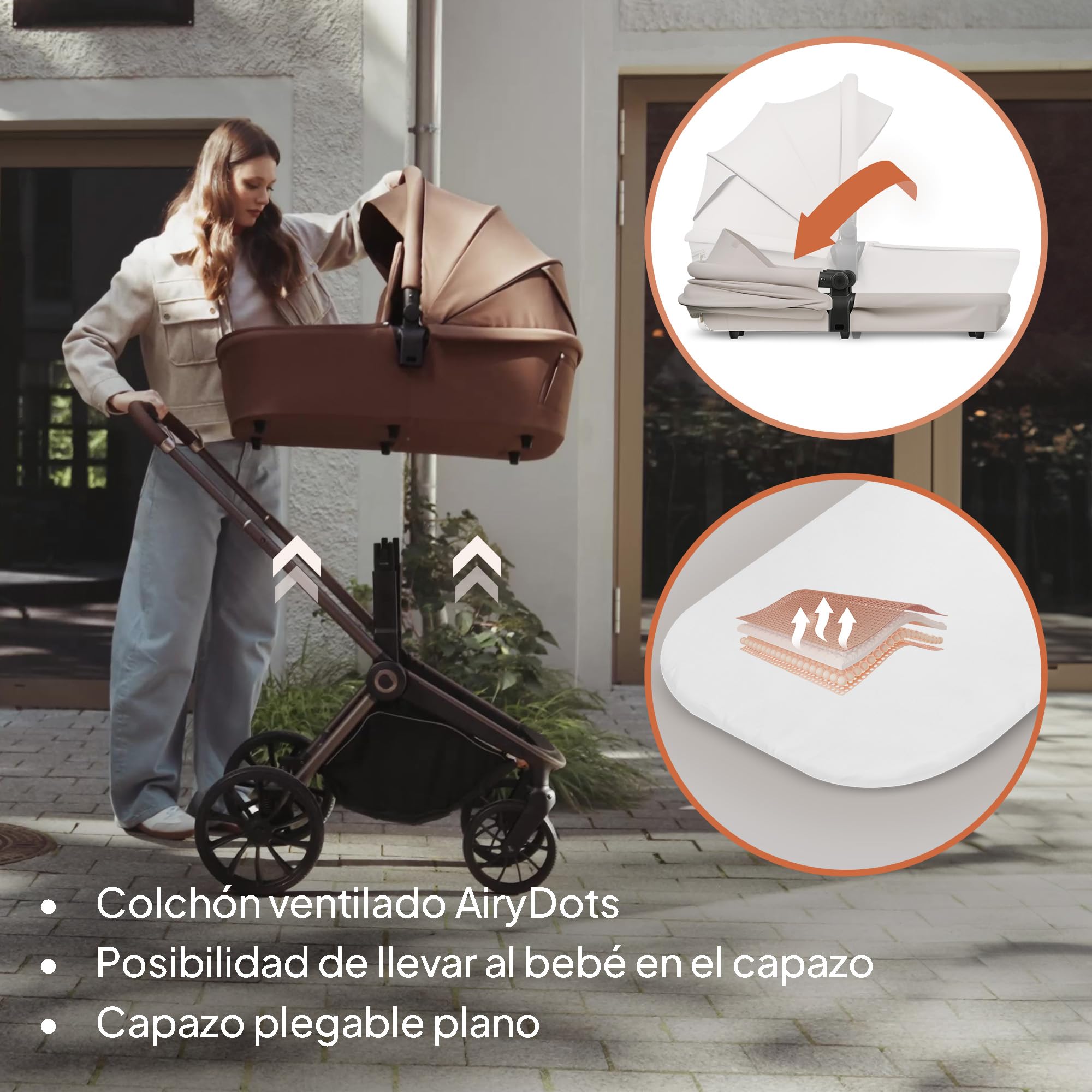 LIONELO MIKA PLUS 3 en 1 Silla de Paseo Bebe 0-48 meses a 22 kg Capazo hasta 9 kg Silla de Coche Portabebés hasta 13 kg, Respaldo Ajustable, Suspensión, Ruedas 360° Capota XXL Carrito de Bebe (Beige)