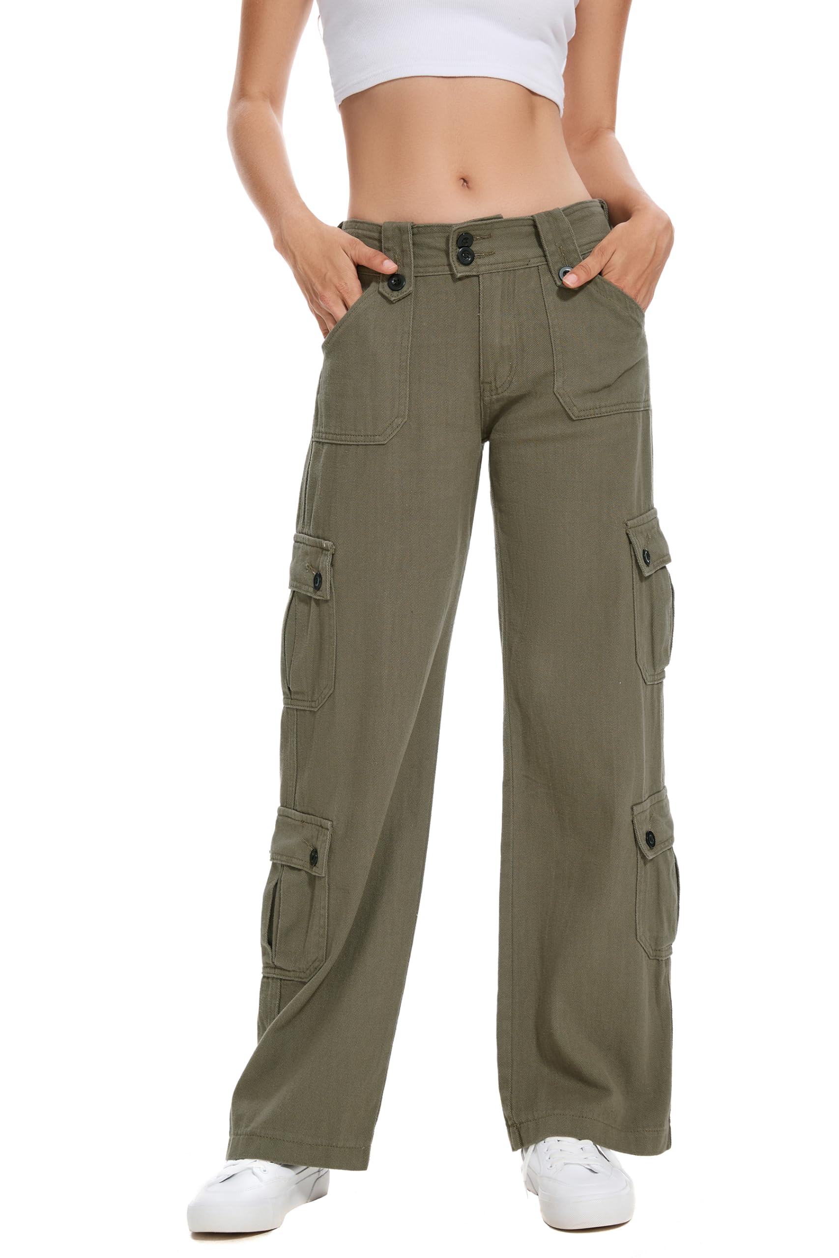 – Y2k Cargo Jeans Women Multi Pocket Baggy Denim Pants Vintage Flap Pocket Trousers Straight Wide Leg Jeans