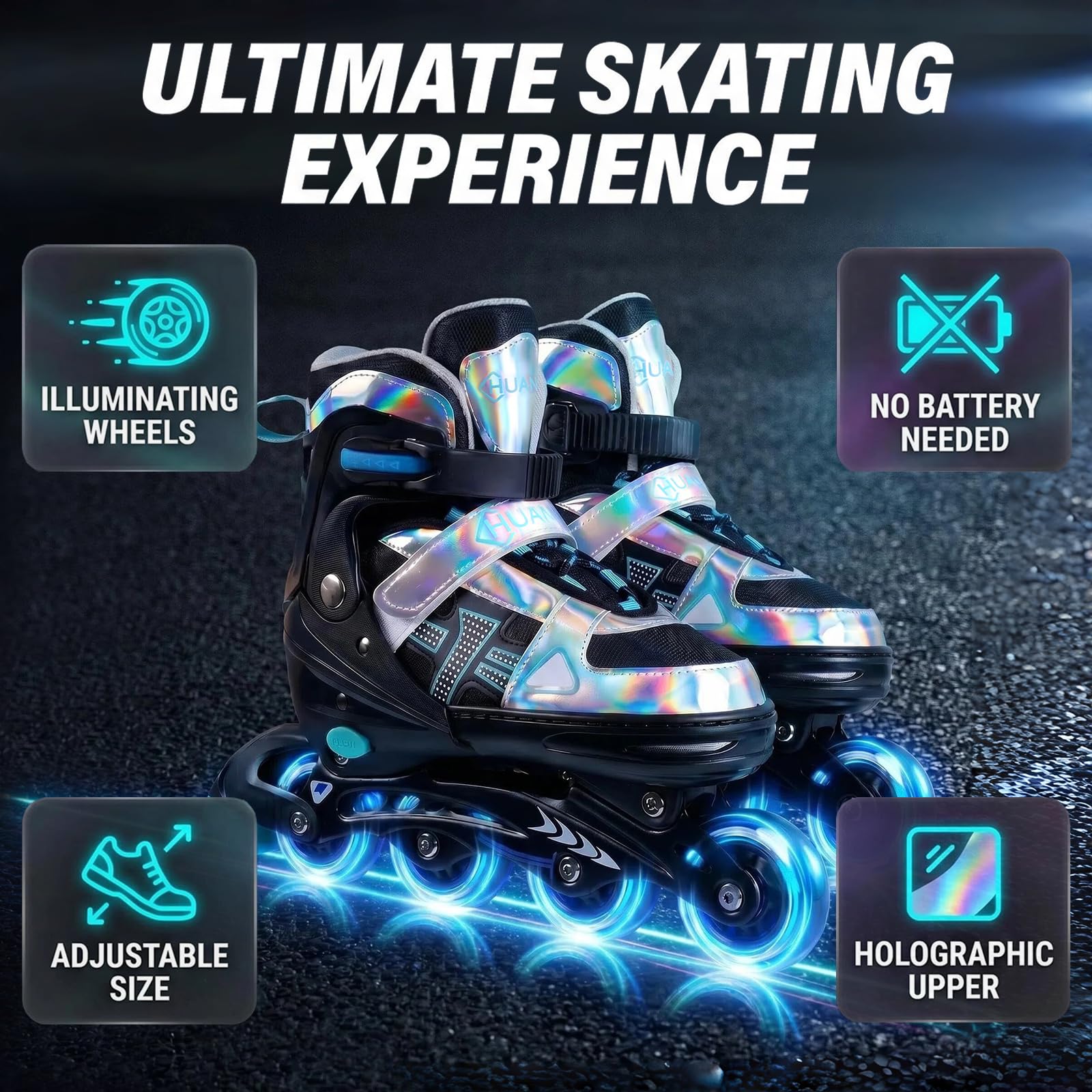 Kids Inline Skates - Adjustable Roller Skates for Girls Boys Teen Adult