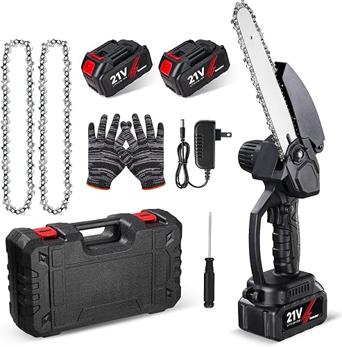 Miniatura 8 de Tomorotec Barra guía eléctrica portátil de 8 pulgadas, mini motosierra inalámbrica, motosierra de mano para cortar madera, recorte de ramas de